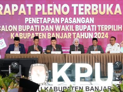 KPU Banjar Gelar Rapat Pleno Terbuka Penetapan Paslon Bupati dan Wabup Banjar Terpilih 2024