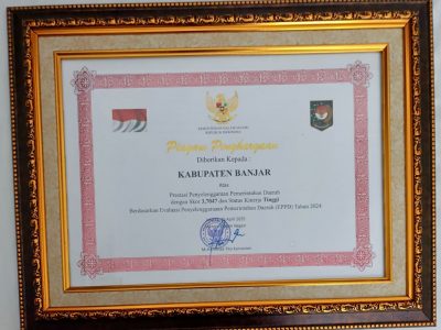 Berstatus Kinerja Tinggi, Pemkab Banjar Raih Penghargaan Dari Kemendagri