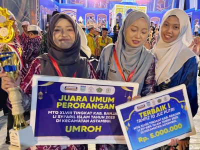 Nadia Humairah Raih Nilai Sempurna dan Juara Umum Perorangan MTQ Kabupaten Banjar